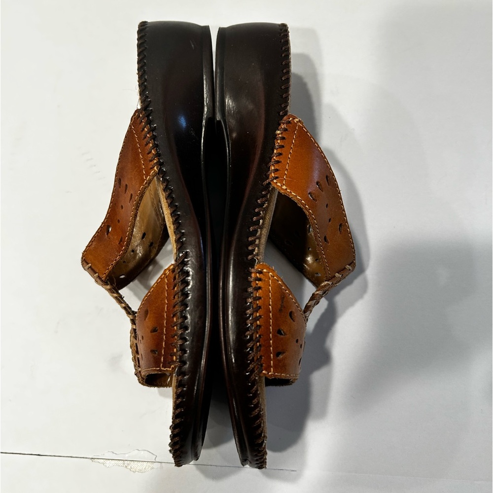 Dr Scholl's Women's Double Air Pillow Sandals Brown Leather Straps Slip on - Picture 7 of 8